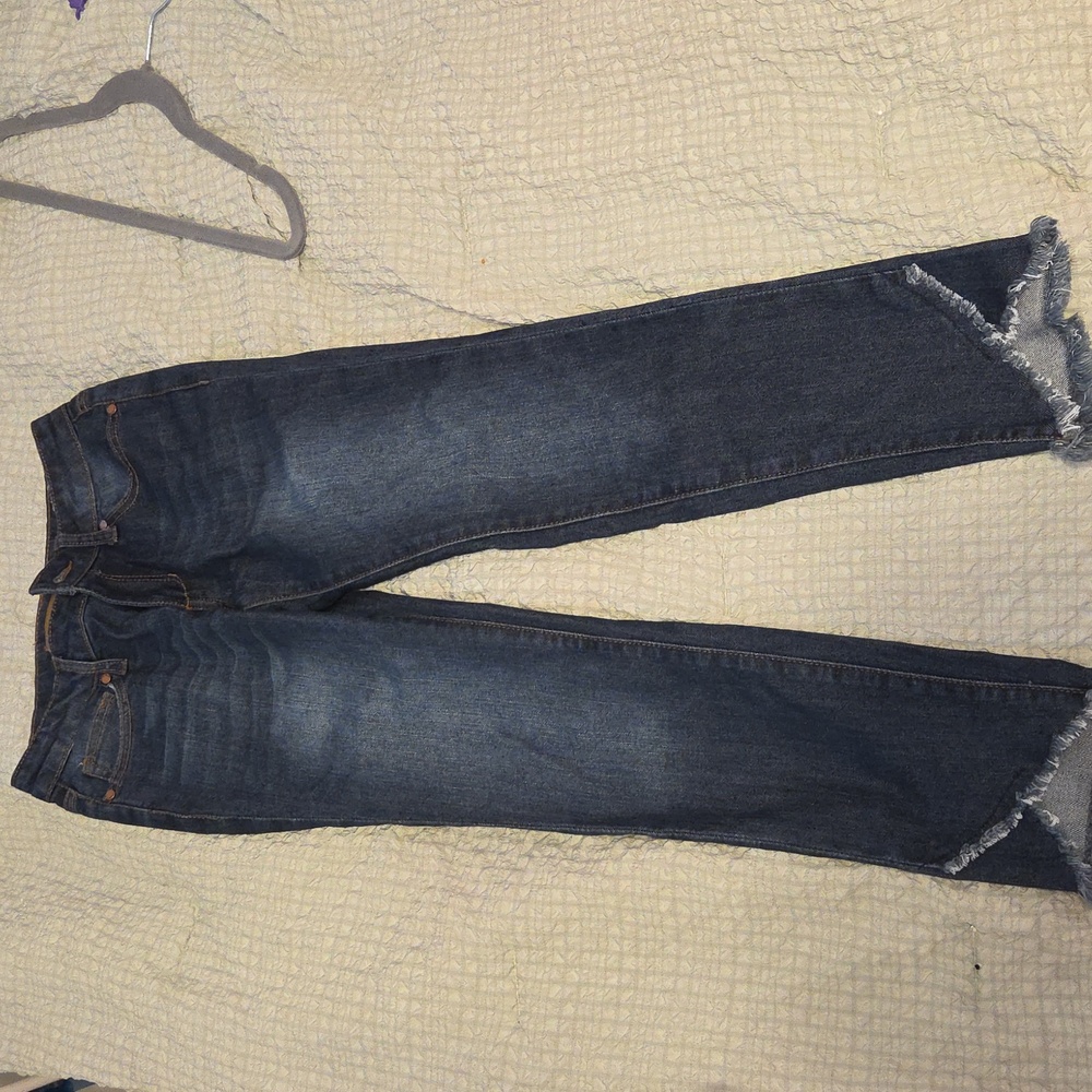 Joe's Jeans Dark Blue Straight Leg with Frayed Hem